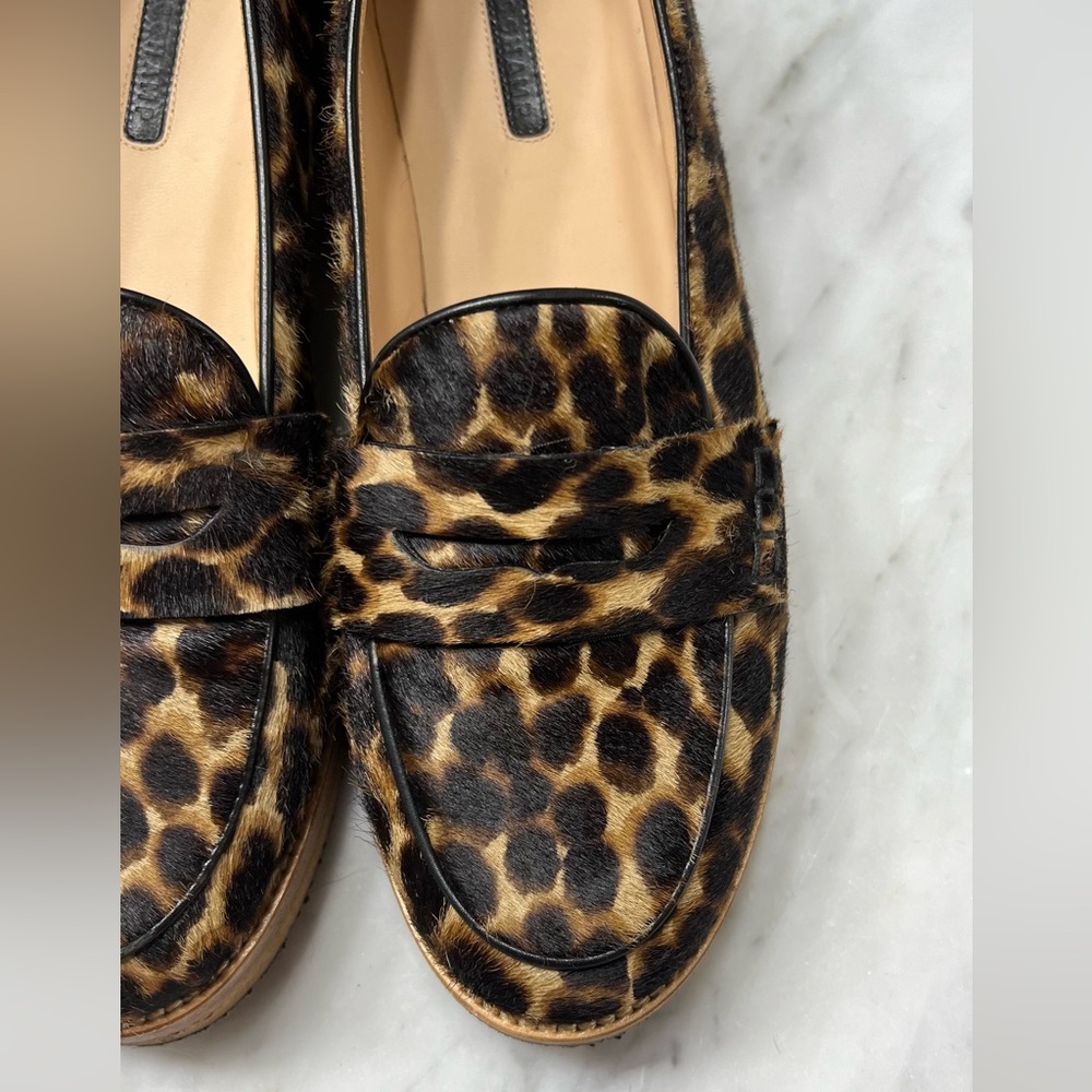 Longchamp Calf Hair Animal Print Penny Loafer size 38 Le Pliage Women - Picture 9 of 11